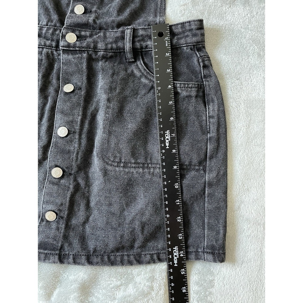 Pacsun Black Denim Overall Mini Dress Button Front Adjustable Straps Size Small - Picture 4 of 8
